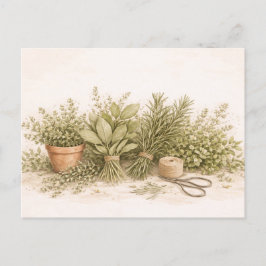 Carte Postale Bouquet d'herbes rustique - Nature morte botanique