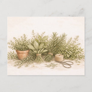 Carte Postale Bouquet d'herbes rustique - Nature morte botanique