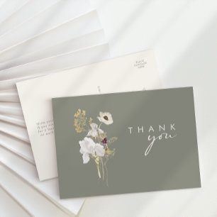 Carte Postale Bouquet Fleur sauvage lunatique Sage Merci vert