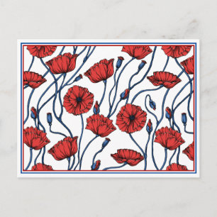 Carte postale bouquet floral de pavot