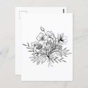 Carte Postale Bouquet floral minimaliste