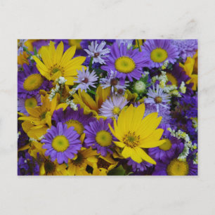 Carte Postale Bouquet Jaune Et Violet