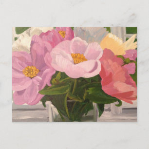 Carte Postale Bouquet of Peonies in glass jar Post card