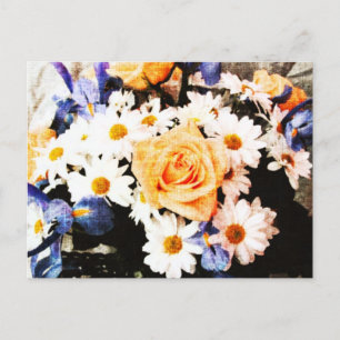 carte postale bouquet rose et marguerite