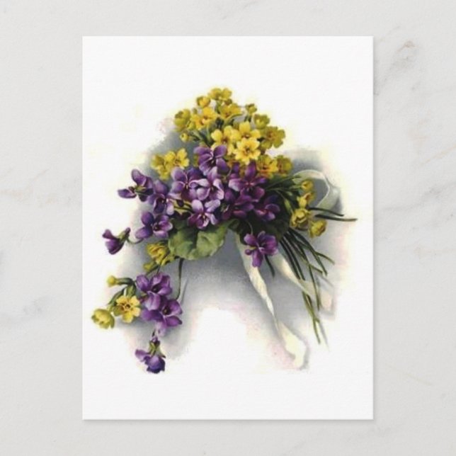 Carte Postale Bouquet Violet vintage (Devant)