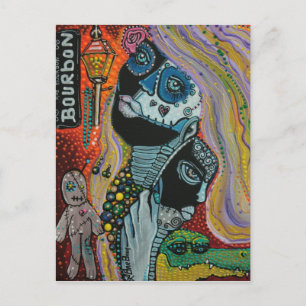 Carte Postale Bourbon Street Mardi Gras Art