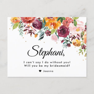 Carte Postale Bourgogne Blush Floral Serez-Vous Ma Femme D'Accue