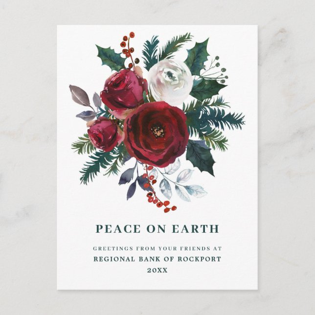 Carte Postale Bourgogne Floral Holly (Devant)