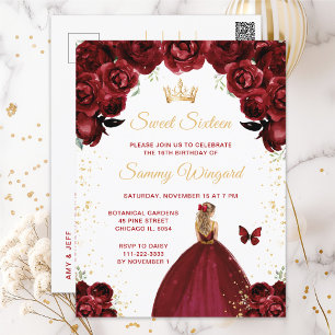Carte Postale Bourgogne Rouge Blonde Cheveux Princesse Sweet six