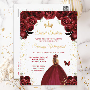 Carte Postale Bourgogne Rouge Brown Cheveux Princesse Sweet sixt