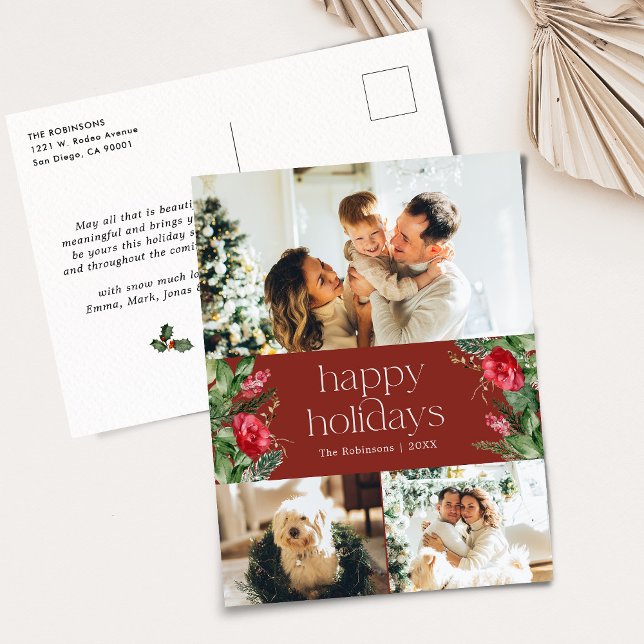 Carte Postale Bourgogne Rouge Moderne Botanique 3 Vacances Photo (Créateur téléchargé)