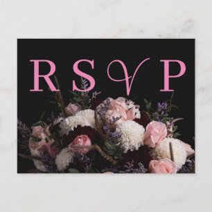 Carte Postale Bourgogne vintage foncée Florale RSVP Invitation