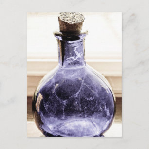 Carte Postale Bouteille bleue de photo vieillie