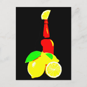 Carte Postale Bouteille de bière et citrons