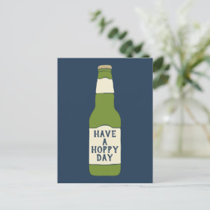 Carte Postale Bouteille de bière verte pour une journée à houblo
