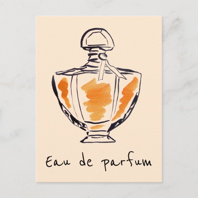 Carte Postale Bouteille de parfum aquarelle mode Eau de parfum (Devant)