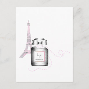 Carte Postale Bouteille Parfum avec tour Eiffel et corde