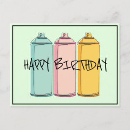Carte Postale Bouteilles de peinture en spray - Joyeux Anniversa