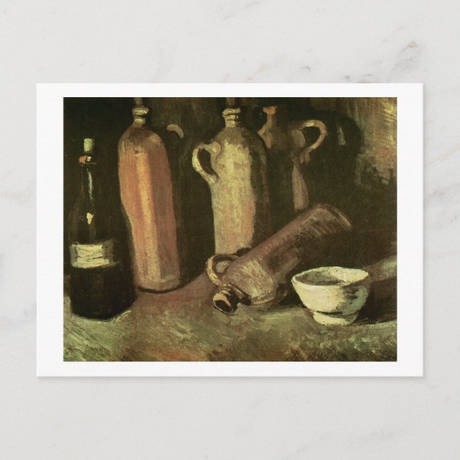 Carte Postale Bouteilles en pierre Flacon & Coupe Van Gogh Art (Devant)