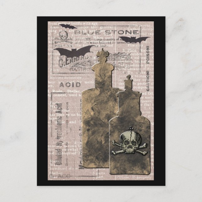 Carte Postale Bouteilles Étiquettes de poison apothecaire (Devant)