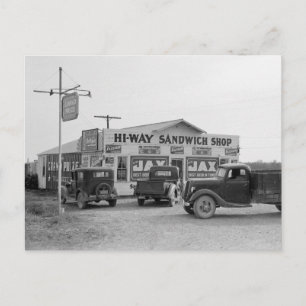 Carte Postale Boutique de sandwichs Hi-Way, 1939