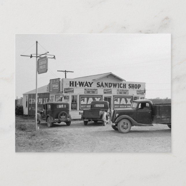 Carte Postale Boutique de sandwichs Hi-Way, 1939 (Devant)