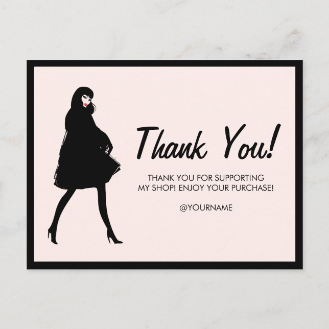 Carte Postale Boutique Femme de Mode, Merci rose Poshmark (Devant)