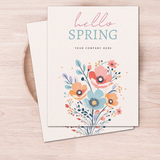 Carte Postale Boutique personnalisée Floral Hello Spring (Créateur téléchargé)