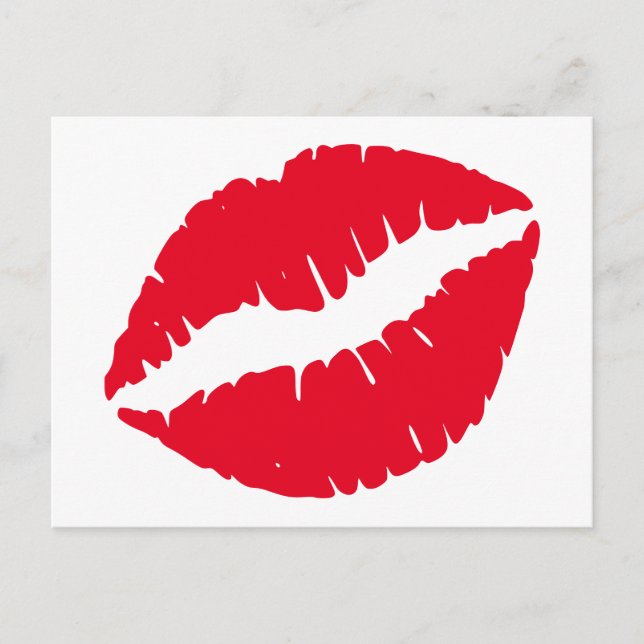 Carte Postale Bouton rouge brillant Baiser blanc (Devant)