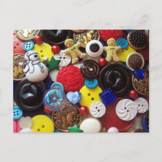 Carte Postale Boutons hommes Snowman et Gingerbread