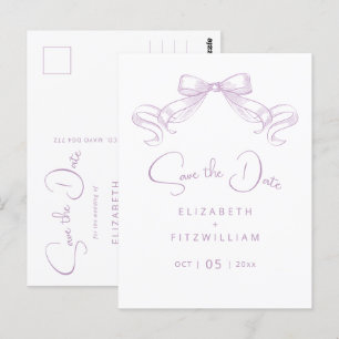 Carte Postale Bow à croquis romantique   Lilac Enregistrer La Da
