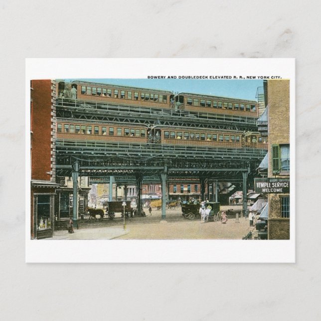 Carte Postale Bowery et Doubledeck Elevated R.R., NYC (Devant)