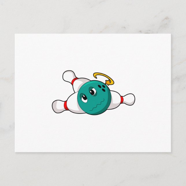 Carte Postale Bowling Boule de bowling Quille de bowling (Devant)