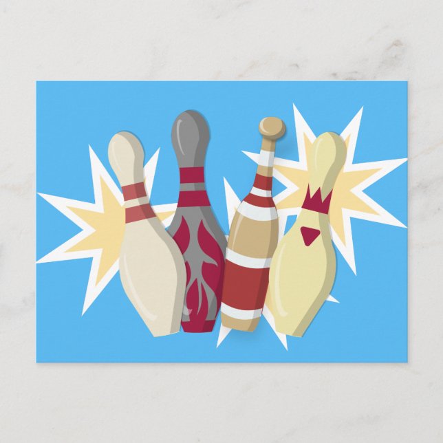 Carte Postale Bowling de style vintage (Devant)
