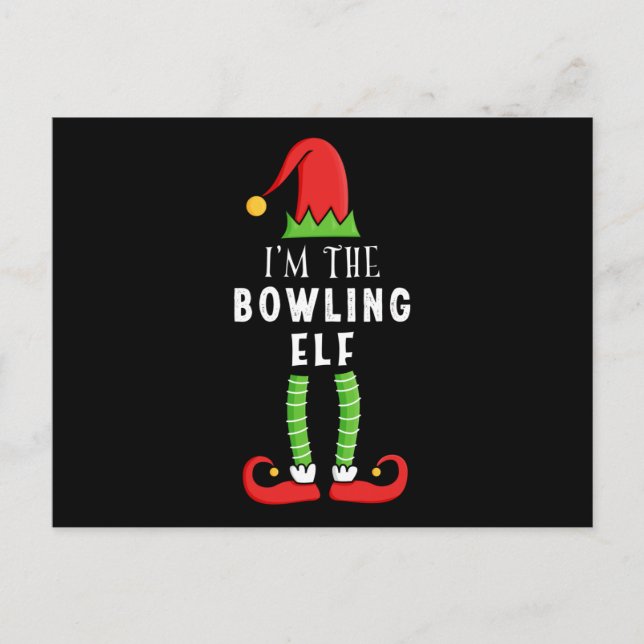 Carte Postale Bowling Elf Noël jumelé cadeau de famille (Devant)