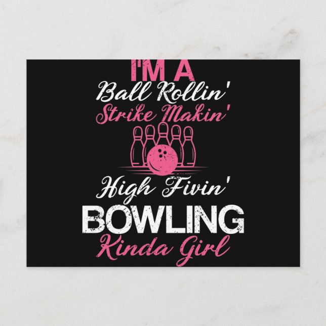 Carte Postale Bowling Kinda Girl Drôle fille Bowler (Devant)