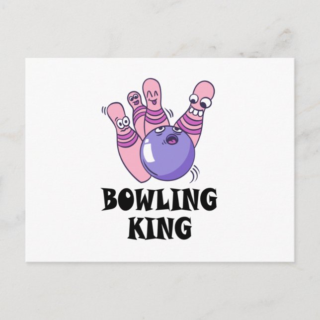 Carte Postale Bowling King Childrens fête d'anniversaire (Devant)