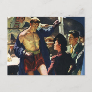 Carte Postale Boxe de sports vintages, Boxer quittant la ceintur