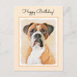 Carte Postale Boxer Dog Peinture Non Décroché Art animal origina