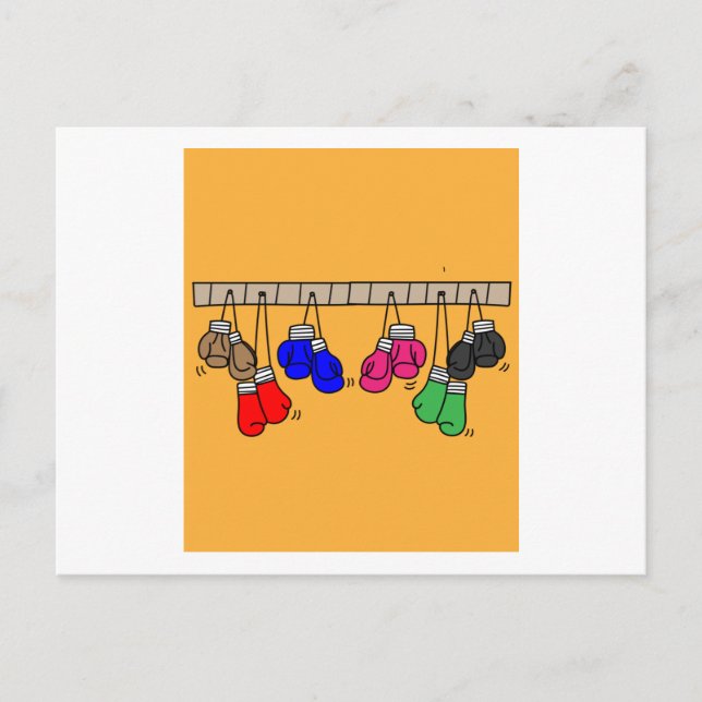 Carte Postale Boxer Femme Boxer Retro Boxing Gants (Devant)