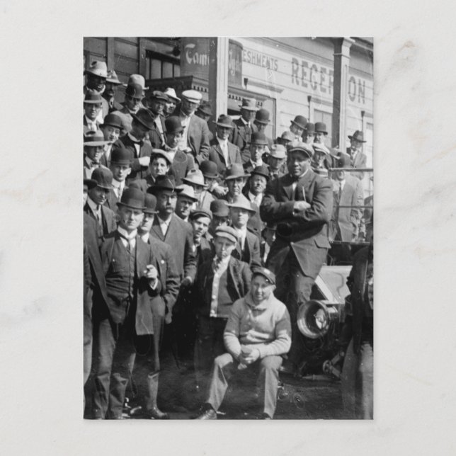 Carte Postale Boxer Jack Johnson et Trainers, début des années 1 (Devant)