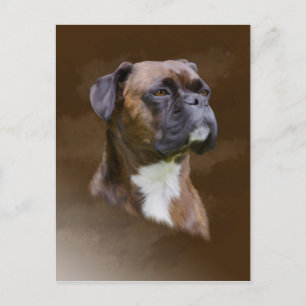 Carte Postale Boxer Peinture à l'huile de chien Portrait d'art