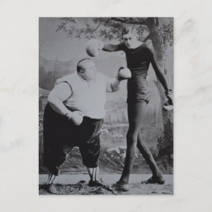 Carte Postale Boxeur victorien gros et maigre en boîte