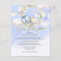 Boy Teddy Bear Woodland Baby shower virtuel Invita