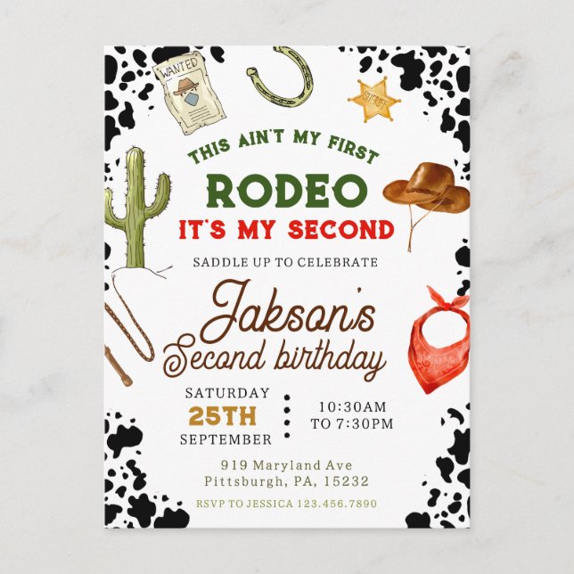 Carte Postale Boys Ain't My First Rodeo Cowboy 2e anniversaire (Devant)