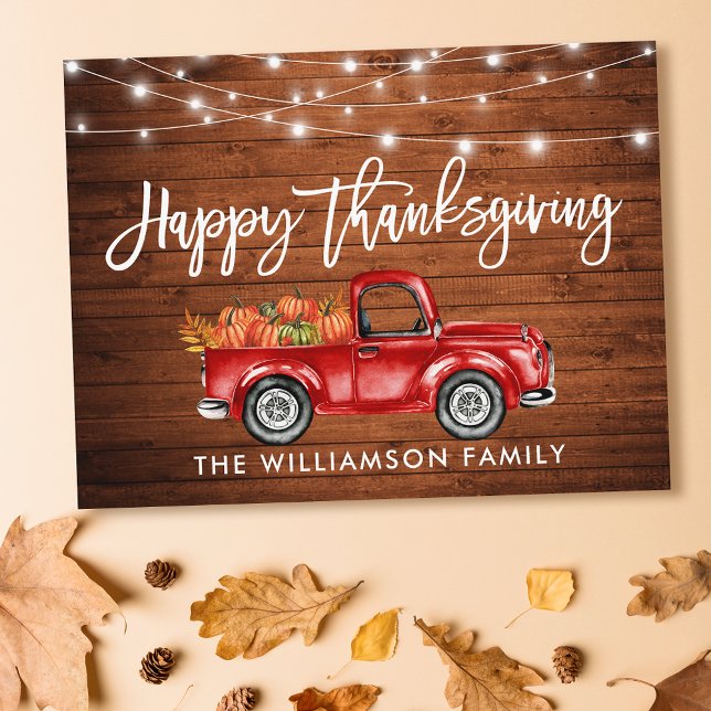 Carte Postale Bracelet en bois Éclairage Camion Thanksgiving (Customize to change your personalized text size or text style.)