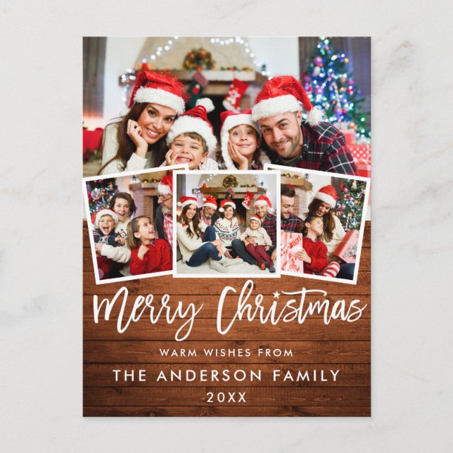 Carte Postale Bracelet en bois Script Star Joyeux Noël 4 Photo R (Devant)