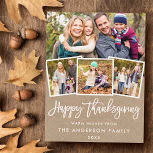 Carte Postale Bracelet Script Thanksgiving 4 Photo Kraft