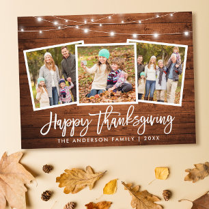 Carte Postale Bracelet Script Wood Lights 3 Photo Thanksgiving