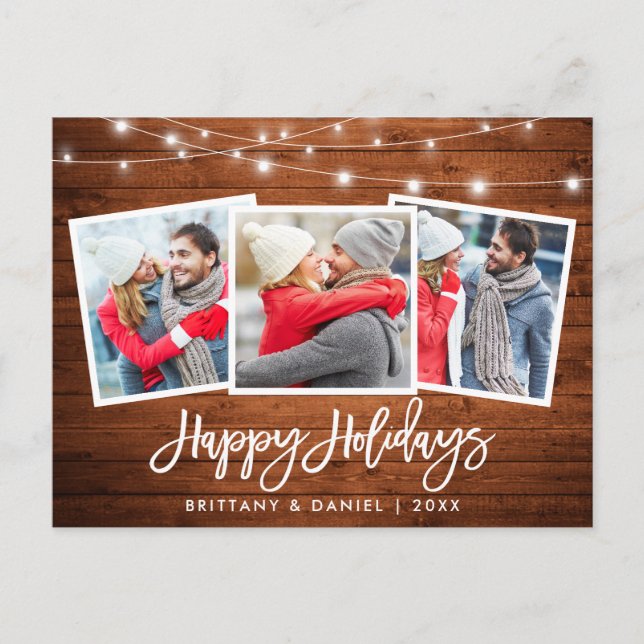 Carte Postale Bracelet Script Wood Lights Holiday 3 Photo (Devant)